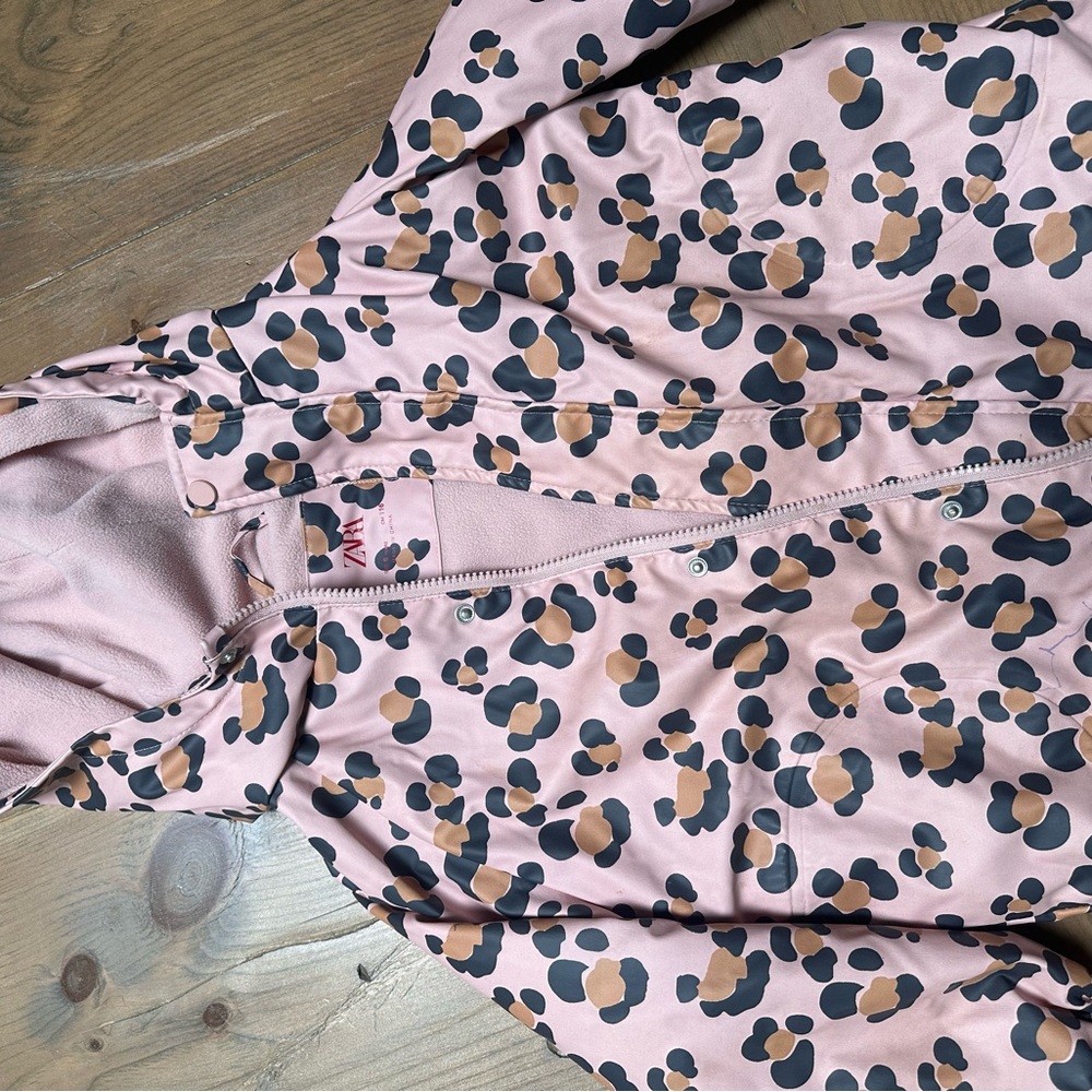Pink Leopard Print Fleece Lined Zara Rain Jacket